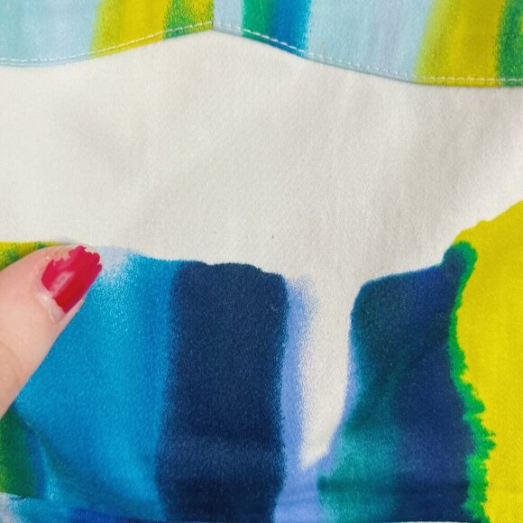 Calvin Klein Multicolor Blue and Green Watercolor Strapless Sun Dress Size 10 - Picture 10 of 11